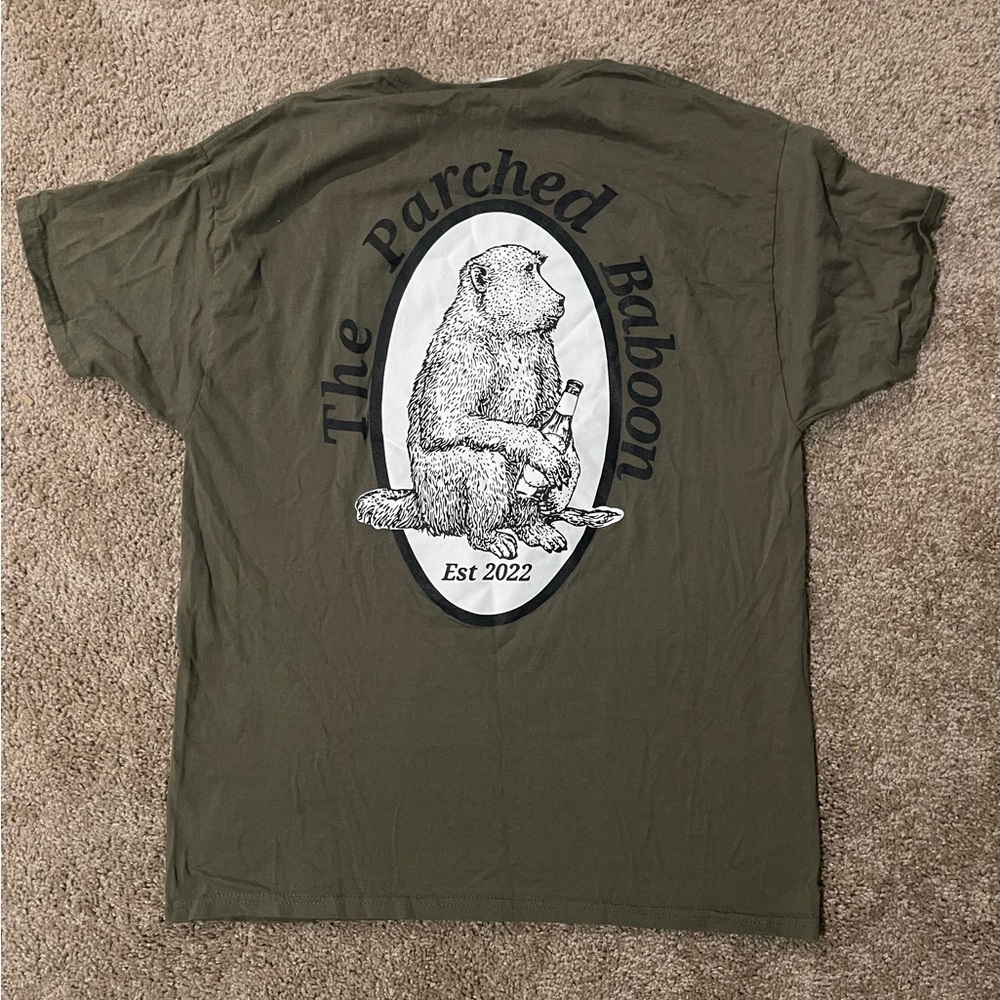 Hanes “THE PARCHED BABOON” Olive Graphic Tee Large
